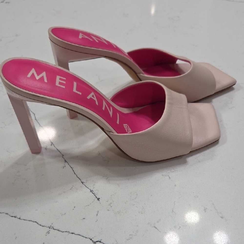 ANTONIO MELANI Blush Pink Heeled Sandals Sz7M Gentle Used Leather